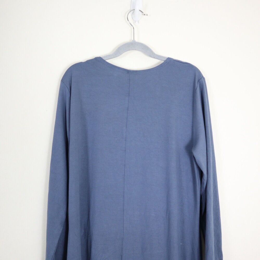 Garnet Hill Size S Scoop Neck Jersey Knit Trapeze Dress 3/4 Sleeve Blue - Picture 9 of 11